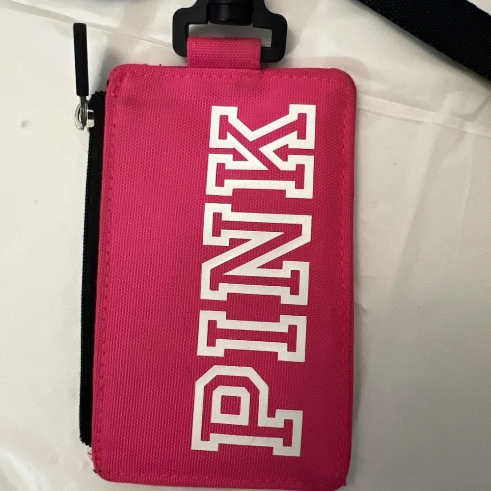 Pink VS Wallet Student ID Key Chain Case Badge Holder Lanyard‎ Dog Logo HTF Rare